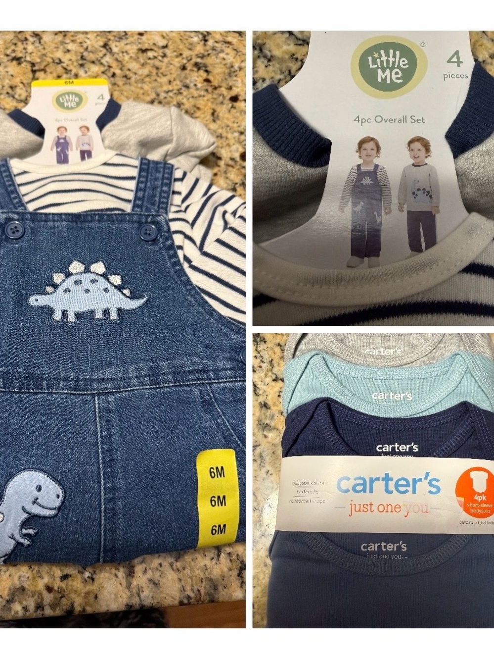 Striped Bodysuit with Denim Dinosaur Overalls- size 6 months. #7